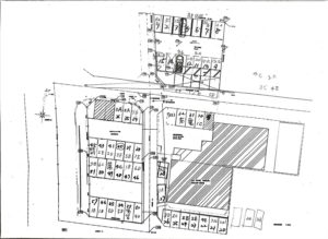 駐車場の区画図面1　マンションと駐車場の位置関係